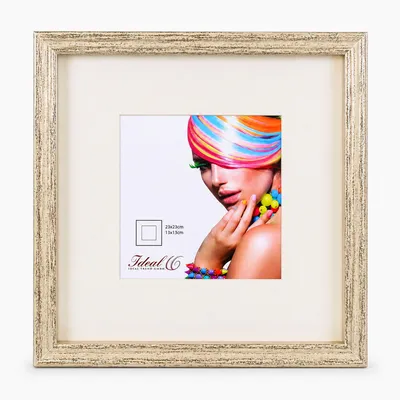 Produktbild von 3D Objektrahmen Holz Bilderrahmen quadratisch Wanddeko Collage Poster Fot Rahmen - Farbe: Silber-Antik | Format: 23x23