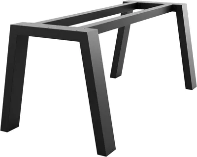 A black metal table base with angled legs, shown against a white background.
