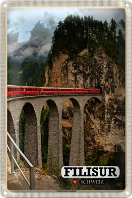 Produktbild von Blechschild Reise Filisur Schweiz Landwasserviadukt 40x30cm