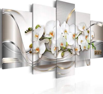 Produktbild von Leinwandbilder 200x100 cm a-A-0004-b-n Vlies Leinwandbild 5 tlg Kunstdruck modern Wandbilder XXL Wanddekoration Design Wand Bild BLUMEN ABSTRAKT