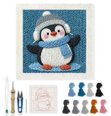 Punch Needle Set Pinguin – DIY Stickerei Starter Kit für Anfänger