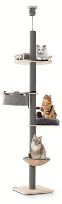 Immagine prodotto di Albero per gatti - Tiragraffi - Torre per gatti - Tiragraffi per gatti - Casa per gatti - Altezza regolabile da 236 a 271 cm