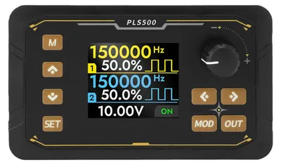 PWM-Signalgenerator 1 Hz–500 kHz, 0–100 %, 2 Kanäle, Farbdisplay