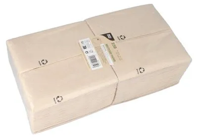 Zdjęcie produktu dla 2000 Serwetki Papstar, 2-warstwowe 1/8 składane 33 cm x 33 cm naturalny papier makulaturowy 37126