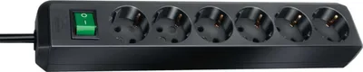 Produktbild von Brennenstuhl Eco-Line Steckdosenleiste mit Schalter 6-fach schwarz 1,5m H05VV-F 3G1,5, 1159500015
