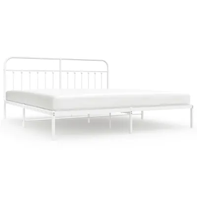 Produktbild von Bettgestell mit Kopfteil Metall Weiß 193x203 cm