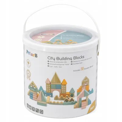 Immagine prodotto di Viga PolarB Blocchi di città in legno 50 pezzi Montessori