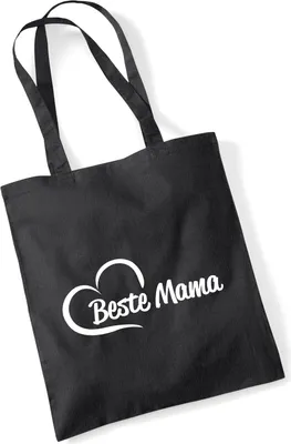 Produktbild von Huuraa Jutebeutel Beste Mama Herz 10 Liter Black Baumwolle Tasche Geschenkidee