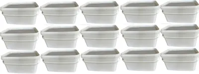 Produktbild von SILPLAST Eimer rechteckig mit Deckel 5L x 15 Kunststoffeimer 5 Liter lebensmittelecht stapelbar Plastikeimer leer Weiß