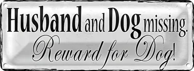 Produktbild von Blechschild Spruch 27x10cm Husband and Dog missing Reward Dekoration