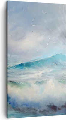 Produktbild von Bild auf Leinwand - Leinwandbild - Meer Welle Möwe - 45x80cm - Wand Bild - Wanddeko - Wandbilder - Leinwanddruck - Bilder - Kunstdruck - Wanddekoration - Leinwand bilder - Wandkunst - PA45x80-3783