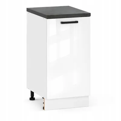 Produktbild von ULWEHOME | Unterschrank 40 cm Weiß Hochglanz, Küchenunterschrank mit 1 Tür, Küchenschrank stehend, ohne Arbeitsplatte