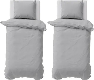 Produktbild von Bettwäsche 155x220 cm Bettbezug 100%Baumwolle Renforce Einfarbig Bettgarnitur Set Silber 4 teilig