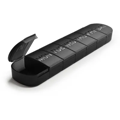 Produktbild von Minicee Pillendose 7 Tage mit Tagesfächern, Medikamentenbox Schwarz