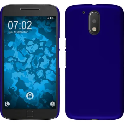 Produktbild von PhoneNatic Case kompatibel mit Motorola Moto G4 Plus - Hülle blau gummiert Hard-case + 2 Schutzfolien