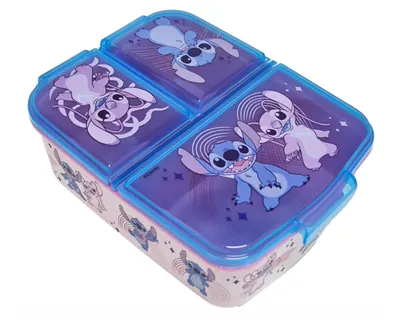Immagine prodotto di Contenitore per alimenti per bambini, lunchbox, contenitore per panini, con scomparti/divisori - privo di BPA (Lilo & Stitch)