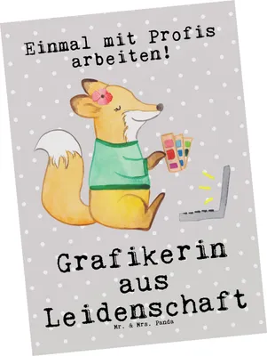 Produktbild von Mr. & Mrs. Panda einzelkarte Grafikerin Leidenschaft - Grau Pastell - Geschenk, bildkarte, Kunstkarten, Witzig, Postkarten, Mediengestalter, Grußkarte, Ansichtskarte