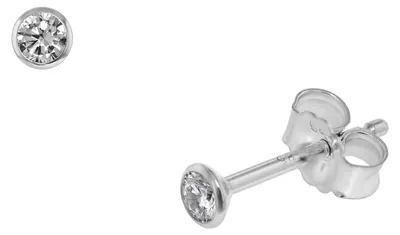 Produktbild von trendor Ohrstecker für Damen und Herren 585 Weißgold 14 Kt Zirkonia 3 mm
