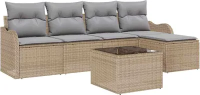 Immagine prodotto di vidaXL Set divano da giardino beige in polyrattan