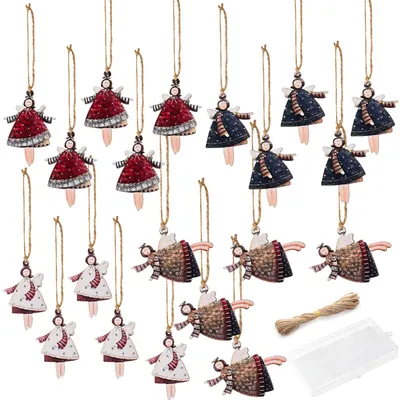 Weihnachtsengel-Anhänger aus Holz, 20 Stück, mehrfarbig