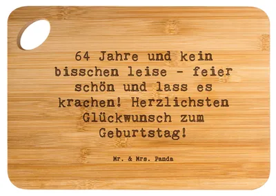 Produktbild von Mr. & Mrs. Panda Holzbrett Spruch 64. Geburtstag - Transparent - Geschenk, Schneidebrett, Jubiläum, Küchenbrett, Alter, Happy Birthday, Glückwunsch, Frühstücksbrettchen