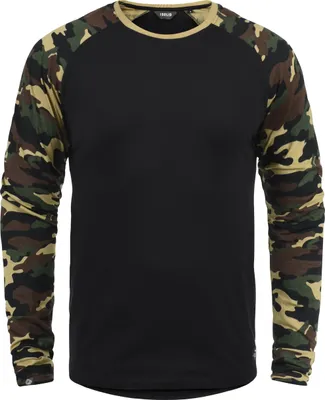 Produktbild von SOLID SDCajus Herren Longsleeve Langarmshirt Shirt mit Camouflage-Muster Rundhals-Ausschnitt Baumwollmischung Regular fit