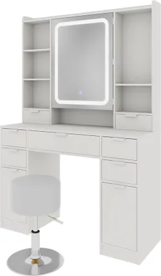 Immagine prodotto di Tavolo da toilette Vicco Solea Bianco 105 cm con specchio LED e sgabello, Model 55565