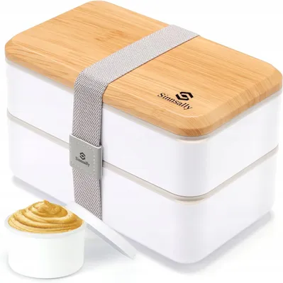 Zdjęcie produktu dla Sinnsally Lunch Bento Box 1400 ml - Szczelne Pudełko na Lunch białe