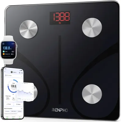 Produktbild von RENPHO Personenwaage Körperfettwaage, Waage Personen mit App 180 kg/400 lbs, Körperwaage Digital Bluetooth Körperanalysewaage für Körperfett, BMI