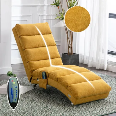 Produktbild von Entspannungsliege(Orange)feststehendes Liegesofa mit Ganzkörperunterstützung, sanfter Vibrationsfunktion und Seitentaschen, moderne Wohnzimmermöbel