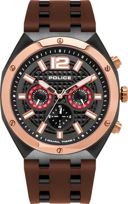 Produktbild von Police Herrenuhr Silikonarmband braun PL15995JSBR.61P