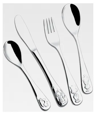 Produktbild von Kinderbesteck Set für Jungen und Mädchen ab 4 Jahren, Edelstahl, 4-teilig, spülmaschinenfest und rostfrei