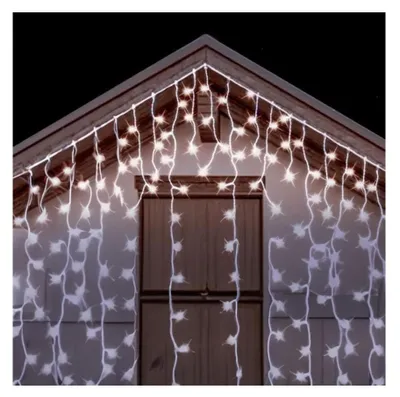 Eiszapfen-Lichterkette, kaltweiß, 5 m x 0,6 m, 100 LEDs, Batteriebetrieb