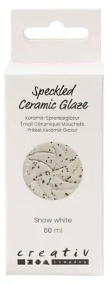 Image de Creativ Company - Glaçure pour céramique « Blanc neige moucheté », 60 ml, couvrante