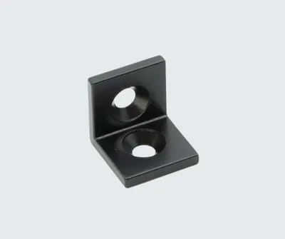 Produktbild von 1x schwarzer Winkel pulverbeschichtet für 20x20 Nut 5 Aluprofil