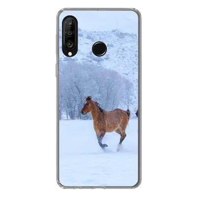 Produktbild von MuchoWow® Handyhülle Schutzhülle Hülle für Huawei P30 Lite Pferde - Schnee - Winter Silikon Softcase Handy Hülle - Handyhülle