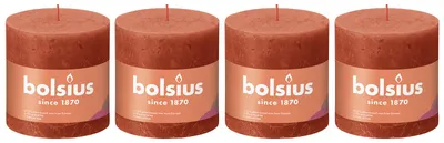 Produktbild von 4er-Set Stumpenkerze - Höhe 10 cm - Durchmesser 10 cm - Rustik - Herbstliches Orange