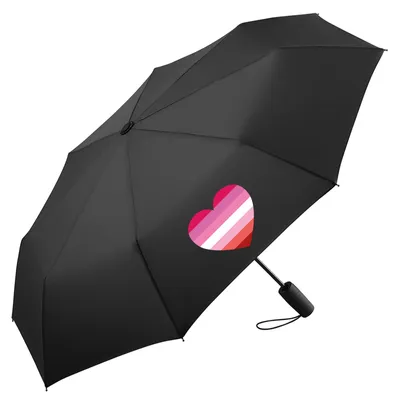Produktbild von Huuraa Regenschirm Lesbische Pride Flagge LGBTQ Herz 98cm Schwarz Sturmfest Taschenschirm Geschenkidee