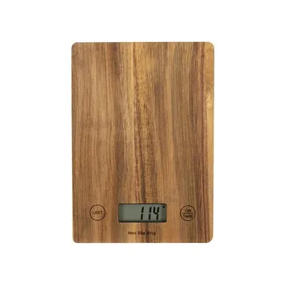 Produktbild von Elektronische Küchenwaage – LIVOO – DOM492 – Ablagefläche aus Akazienholz – max. 5 kg – 4 Messeinheiten – LCD-Display