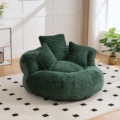 Immagine prodotto di Poltrona sacca con 3 cuscini, verde, per adulti e bambini, da interno ed esterno