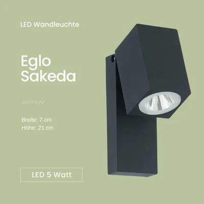 Produktbild von EGLO SAKEDA, Wandbeleuchtung für den Außenbereich, Anthrazit, Aluminium-Guss, IP44, I, Anthrazit