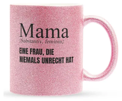 Produktbild von 22Feels Glitzertasse Pink Mama Geschenk Muttertag Mutter Geburtstag Kaffeetasse Frauen Weihnachten Haferl Geschenkidee Bürotasse