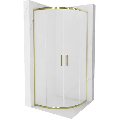 Obrázek produktu pro Mexen Rio půlkruhový sprchový kout 90 x 90 cm, Vzor jinovatky, Zlatá - 863-090-090-50-30