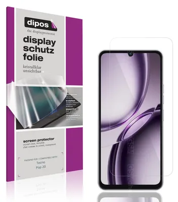 Produktbild von 4x Schutzfolie für Tecno Pop 20 klar Displayschutzfolie Folie Display Schutz dipos