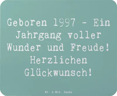 Produktbild von Mr. & Mrs. Panda Mousepad Spruch 1997 Geburtstag - Meeresbrise - Geschenk, Happy Birthday, Geboren, mousematte, am, Mauspad, Geburtstagsjahr, Geburtstagsgeschenk, pc