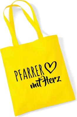 Produktbild von Huuraa Jutebeutel Pfarrer mit Herz 10 Liter Yellow Baumwolle Tasche Geschenkidee