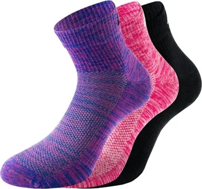 Produktbild von Lenz Uni Socken Quarter 3 Paar , Violett - Pink - Schwarz, 35 - 38