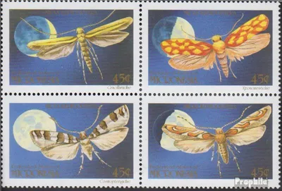 Produktbild von Briefmarken Mikronesien 1990 Mi 199-202 Viererblock (kompl.Ausg.) postfrisch Nachtfalter