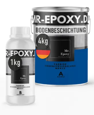 Produktbild von Mr. Epoxy Epoxidharz Bodenbeschichtung (5 kg, RAL 5017 Verkehrsblau) - 2K Betonfarbe für Garagen, Keller & Werkstatt Boden - Flüssigkunststoff Epoxid Grundierung und Bodenversiegelung