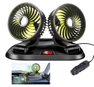 Produktbild von Autoventilator, 12 V/24 V, großer LKW, Doppelkopfkühlung, starker Wind, USB-Kleinwagen-Elektroventilator, universell